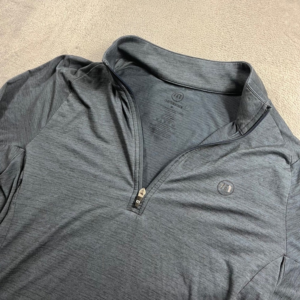 TravisMathew Mens Quarter Zip Pullover Charcoal Grey Heathered Golf Shirt M